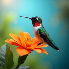 Fototapeta premium Vividly colored hummingbird in nature