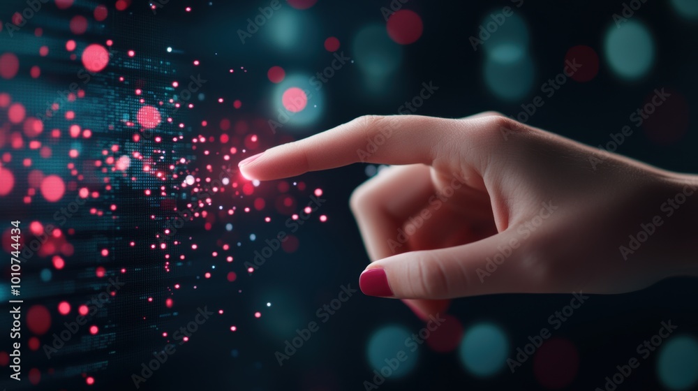 Poster a close up shot of a hand interacting with a data visualization tool, highlighting the process of an