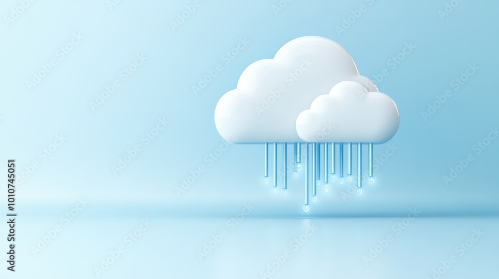 Poster a cloud icon with virtual servers and data flowing in and out, representing cloud storage and access