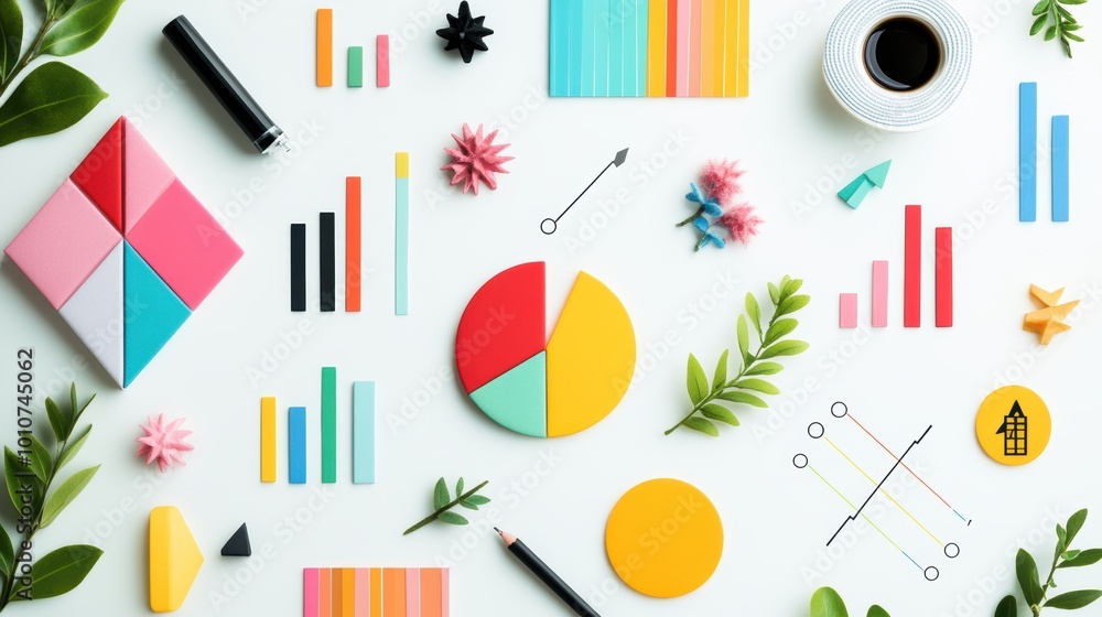 Poster a colorful infographic with various charts and graphs illustrating data about a specific topic, maki