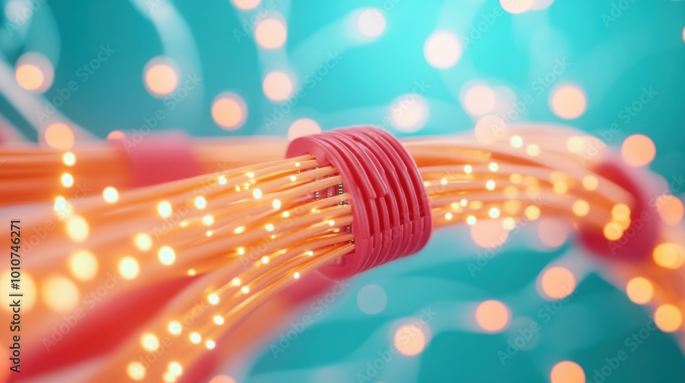 Poster a data center with a complex network of cables and servers, highlighting the scale and complexity of