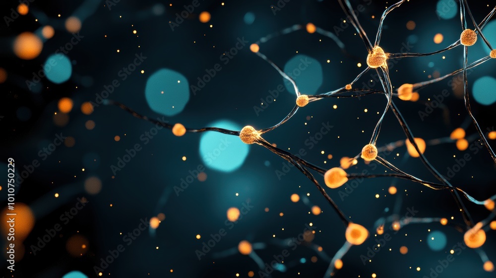 Poster a visual representation of a neural network, with interconnected nodes and layers, showing the proce