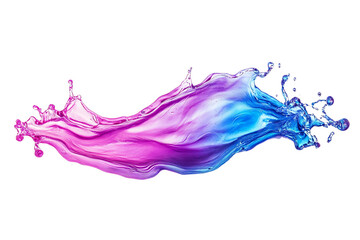 Colorful splash of liquid, abstract design with vibrant blue and pink hues on a transparent background.