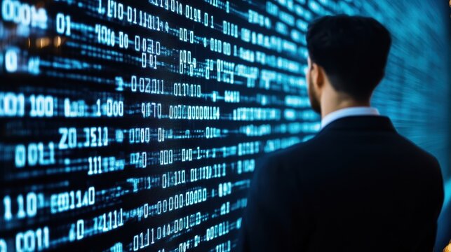 Man Analyzing Complex Data and Software Code