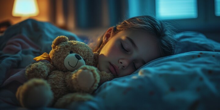 child sleeping in bed