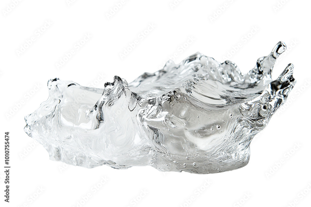Poster Dynamic splash of water in motion, capturing fluidity and elegance against a white isolated background.
