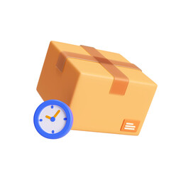 Parcel box with clock delivery box with clock 3d illustration background