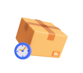 Parcel box with clock delivery box with clock 3d illustration background