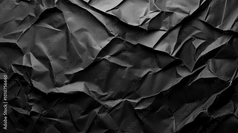 Poster black crumpled paper texture. use this image for backgrounds, website design, or for adding a grunge
