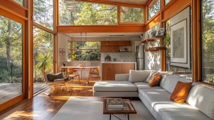 Fototapeta premium Petite retreat featuring compact and inviting interiors.
