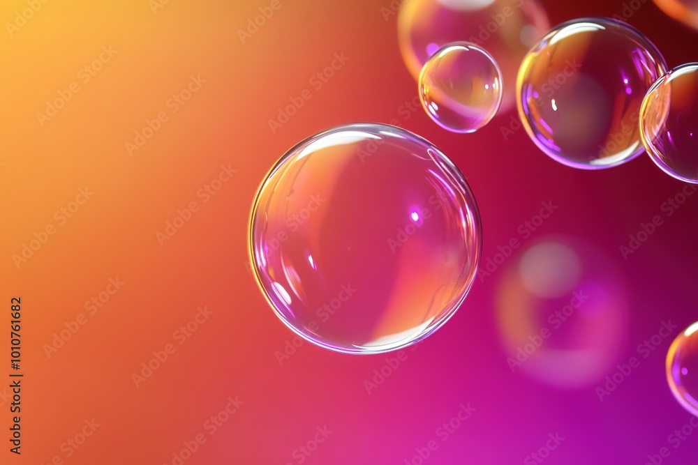 Poster floating bubbles with gradient backdrop