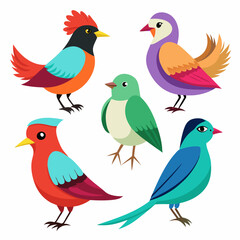 Elegant Bird Set Vector Art Illustration Collection