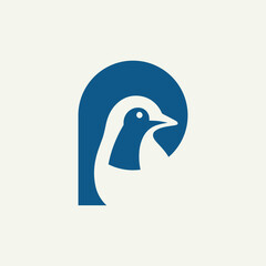 NEGATIVE PENGUIN ESCAPE LOGO WITH SIMPLE LETTER P