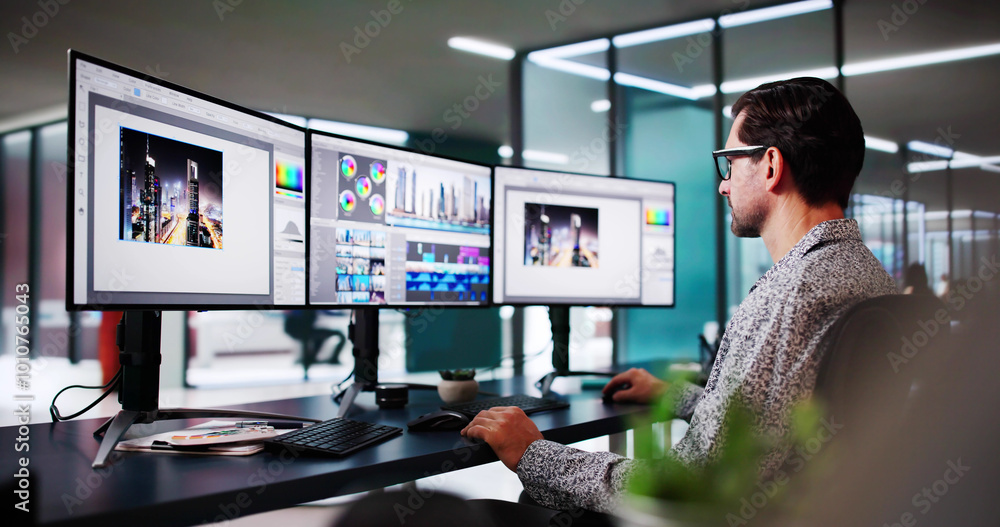 Poster Video Editor Tech Job Using Computer