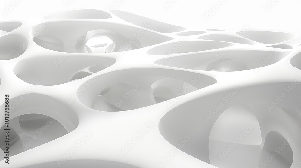 Aufkleber abstract white organic pattern with holes. background texture for design, modern art, architecture.