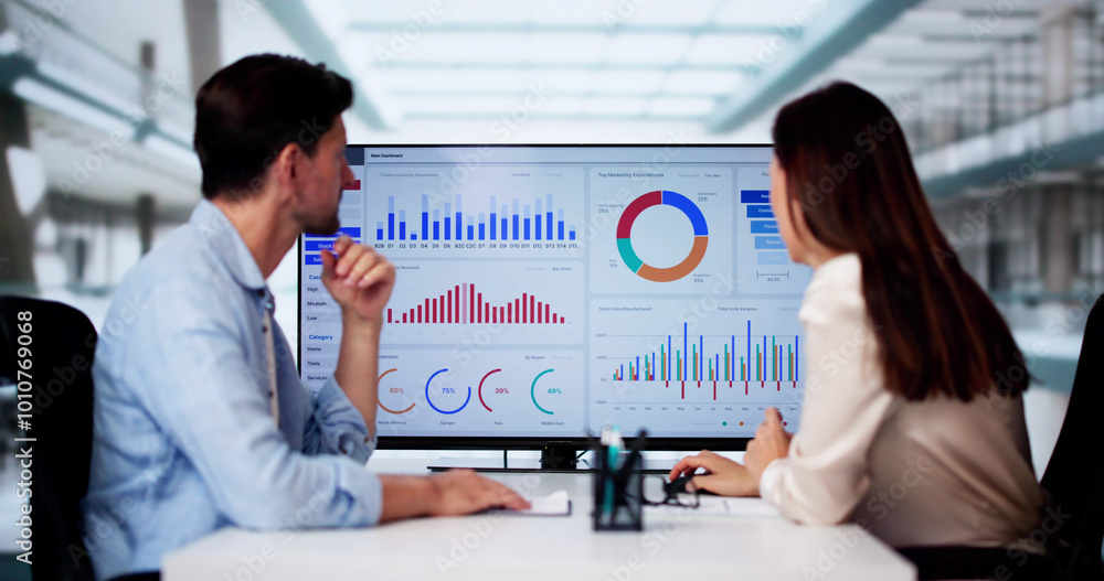 Poster Performance Analytics Dashboard Tech On PC Screen