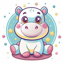 Naklejka premium A cute baby hippopotamus