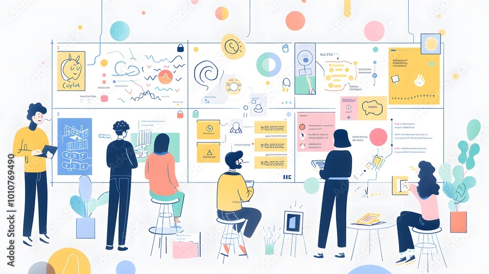 Poster a detailed digital workspace showcasing empathy mapping, with visual elements representing users' fe