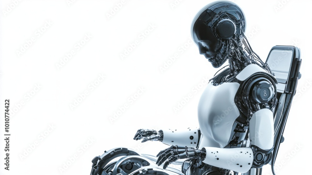 Poster ai clone act as a virtual assistant for accessibility needs, isolated on white background