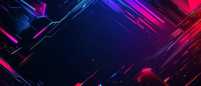 Abstract digital art with bright neon lines against a dark background.  Perfect for tech, gaming, and futuristic designs.
