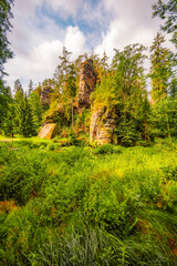 Ruins of water mill Dolsky mlyn in Bohemian Switzerland, Czech Republic. The place where Czech fairy tales are filmed