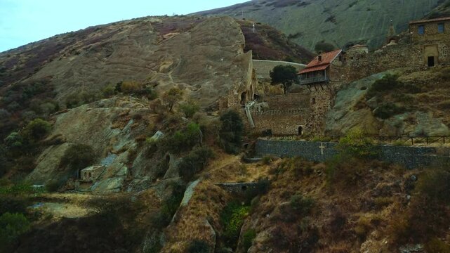 Aerial View of David Gareja Monastery Complex in Eastern Georgia