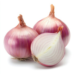 Obraz premium A whole onion and its half, isolated on a white background.