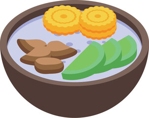 Bubur sumsum is an indonesian sweet coconut rice porridge, often served for breakfast