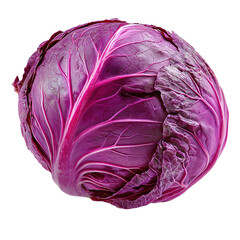 Fototapeta premium a Red Cabbage, top view, on isolated transparent background