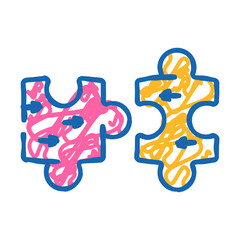 puzzle pieces coming together progress doodle icon sketch vector. puzzle pieces coming together progress sign. isolated symbol illustration