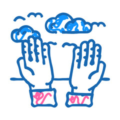 hand reaching sky progress doodle icon sketch vector. hand reaching sky progress sign. isolated symbol illustration