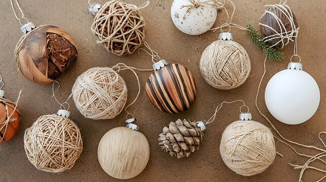Rustic Christmas Ornaments with Twine  Wood  and Natural Elements