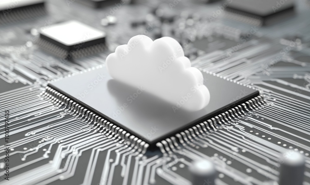 Poster a computer chip with a cloud on it