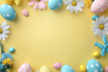 Easter-themed background with pastel-colored eggs