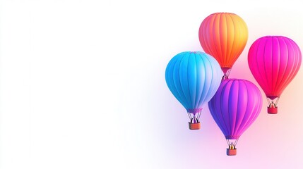 Colorful hot air balloons floating gracefully in a clear blue sky.