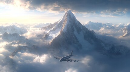 Fototapeta premium Majestic Flight Over Mountain Peaks