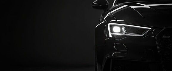 Closeup view of car front headlight showcasing modern design and highend automotive craftsmanship...