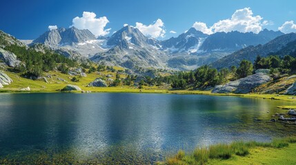 Fototapeta premium Serene Mountain Lake Landscape