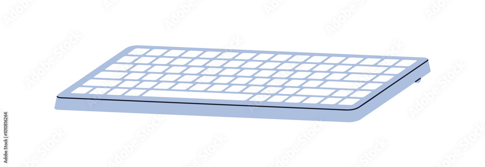 Poster Computer keyboard. Office desktop key board icon. Wireless keypad with buttons, input equipment, technology accessory for entering, typing. Flat vector illustration isolated on white background