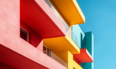 Modern colorful buildings as geometric abstract architecture fox