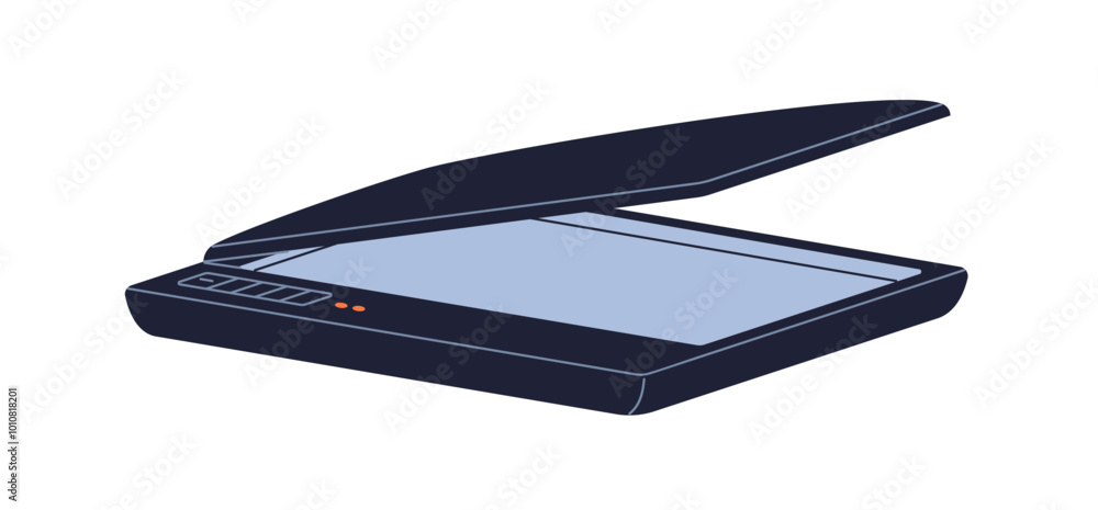 Aufkleber scanner, digital scanning and document processing device. flatbed machine, office supply. electronic