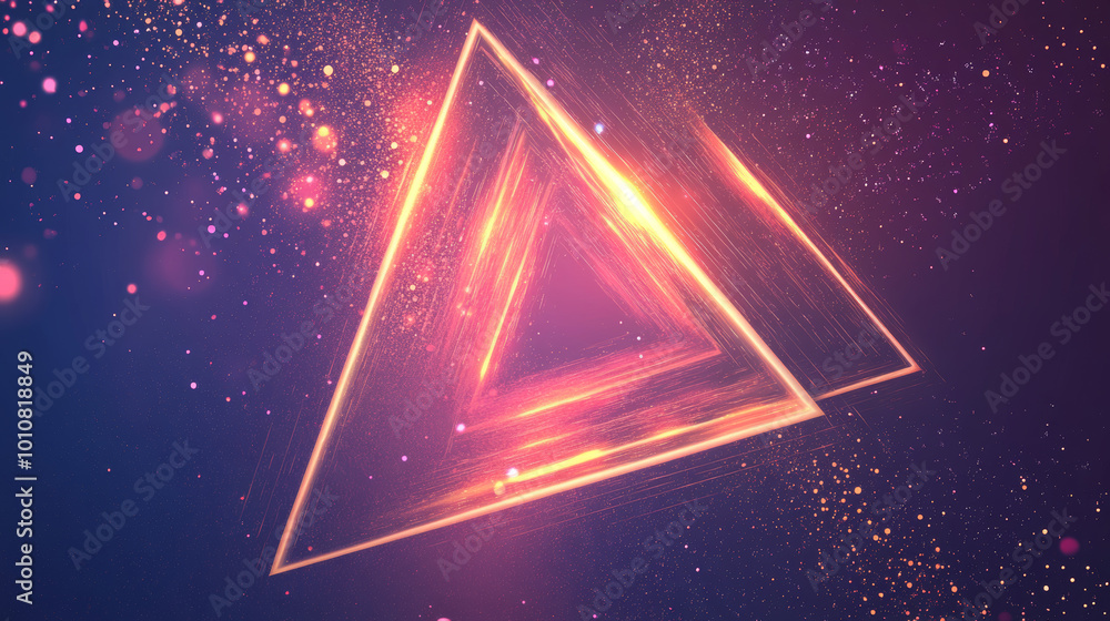 Poster box icon created using lines, triangles, and a particle-style design. vector illustration.