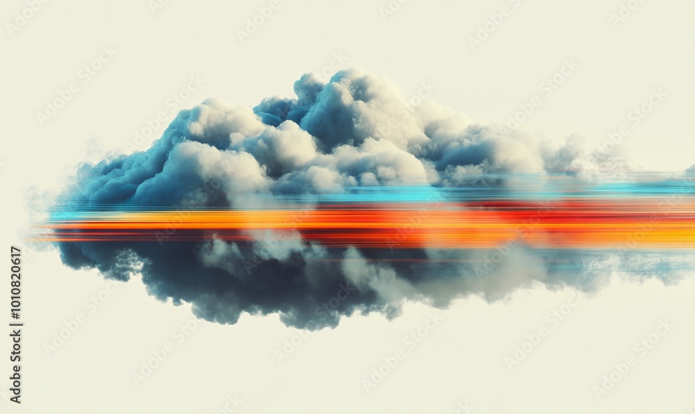 Wall mural A colorful cloud with a blue and orange stripe