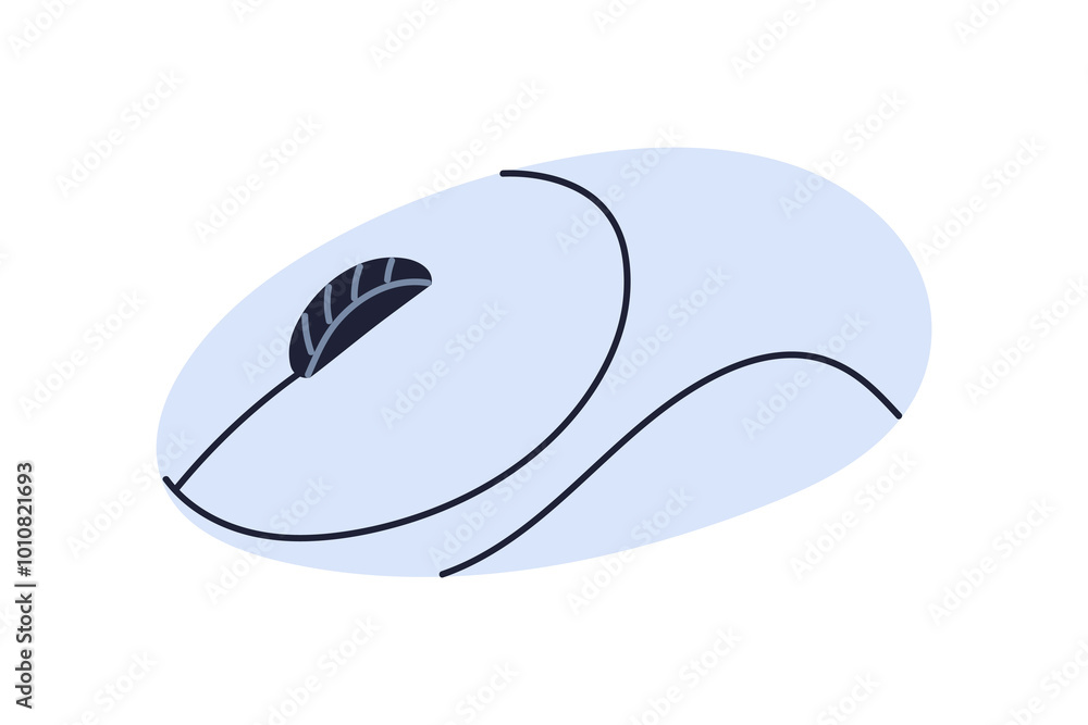 Aufkleber Wireless computer mouse with scroll wheel and buttons. Modern technology accessory, ergonomic tool, device. Cordless gadget for clicking. Flat vector illustration isolated on white background