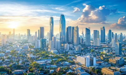 Obraz premium Bangkok skyline with skyscrapers of the business district