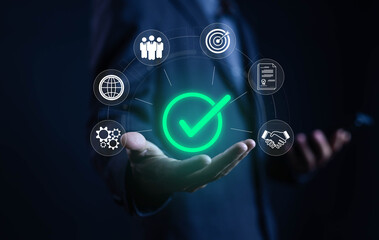 quality control concept. service best certification industrial, service system business certificate...