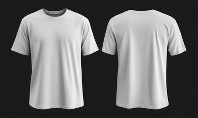 Blank white t-shirt mockup flat lay, front and back, isolated