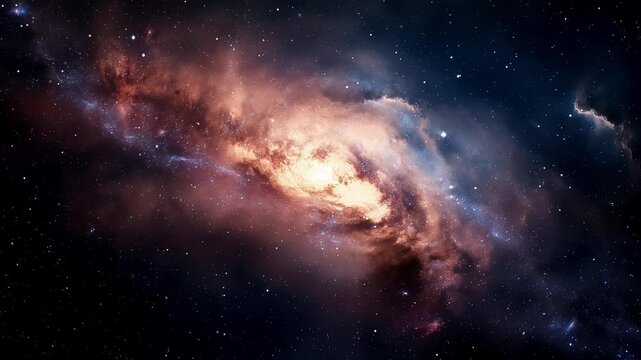 Flying Into A Dark Deep Space Galaxy With Thousands Of Twinkling Protostars