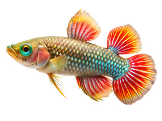 Killifish fish swiming isolated on a transparent background