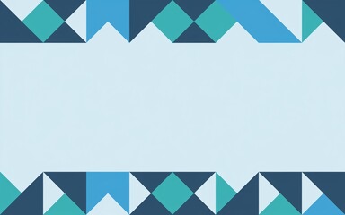 Fototapeta premium Abstract geometric background with a blue, green and dark blue pattern with a blank space in the center.